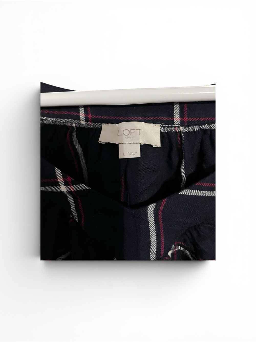 LOFT Black Windowpane Off-Shoulder Blouse - Picture 2 of 4